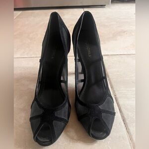 BCBGirls Black Mesh Suede Heels